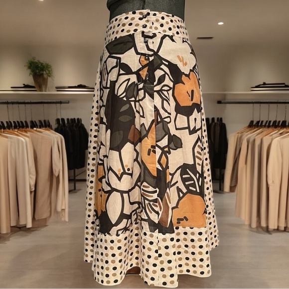 New Weekend Max Mara Floral Dot Printed Cotton Poplin Skirt Sz IT 38 US 4 NWOT - Picture 8 of 16
